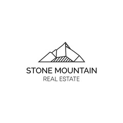 Mountain Rock Property Logo Design Icon Vector Business Agent Mortage