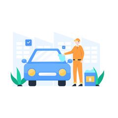 auto care, people washing and repair car vector illustration, suitable for landing page, ui, website, mobile app, editorial, poster, flyer, article, and banner