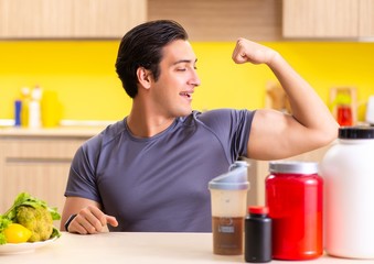 Young man in healthy eating concept