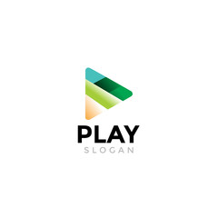 Fototapeta premium play button logo symbol. modern gradient icon design vector