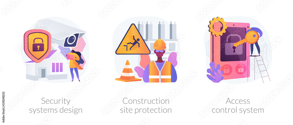 Canvas Prints construction security services abstract concept vector illustration set. security systems design, co