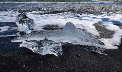 Ice floes and smaller chunks broken off larger icebergs tha thave floated out to the open ocean...