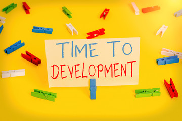 Word writing text Time To Development. Business photo showcasing a length of time during which a...