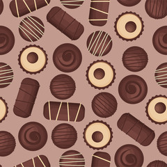 Chocolate candies. Colored Vector Patterns 