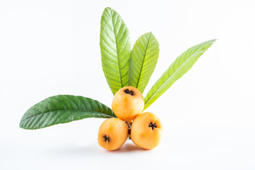 Fresh loquat fruit on white background