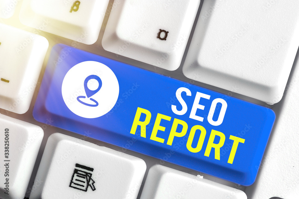 Poster conceptual hand writing showing seo report. concept meaning notifying on how website is performing i