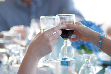 Wedding day toast wine glasses