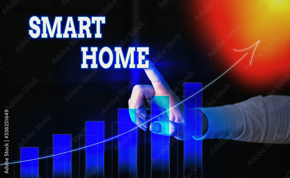 Poster conceptual hand writing showing smart home. concept meaning automation system control lighting clima