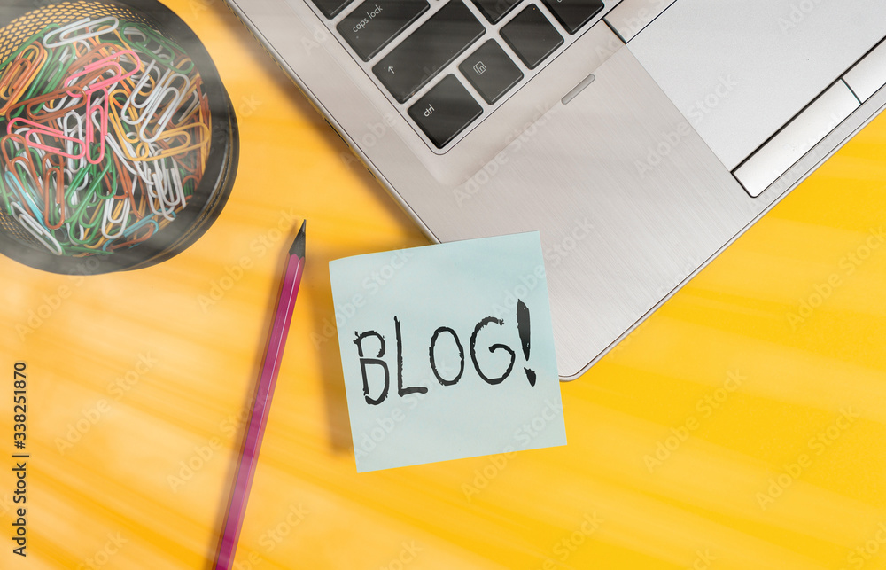 Poster handwriting text writing blog. conceptual photo regularly updated website or web page run by an indi
