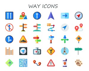 Modern Simple Set of way Vector flat Icons