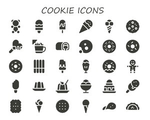 Modern Simple Set of cookie Vector filled Icons