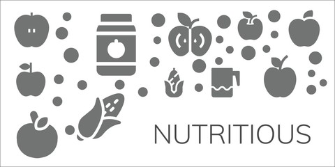 Fototapeta na wymiar Modern Simple Set of nutritious Vector filled Icons