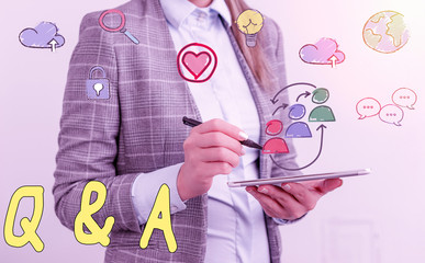 Word writing text Q And A. Business photo showcasing a period of time or an occasion when someone...