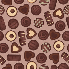 Fototapeta na wymiar Chocolate candies. Colored Vector Patterns 