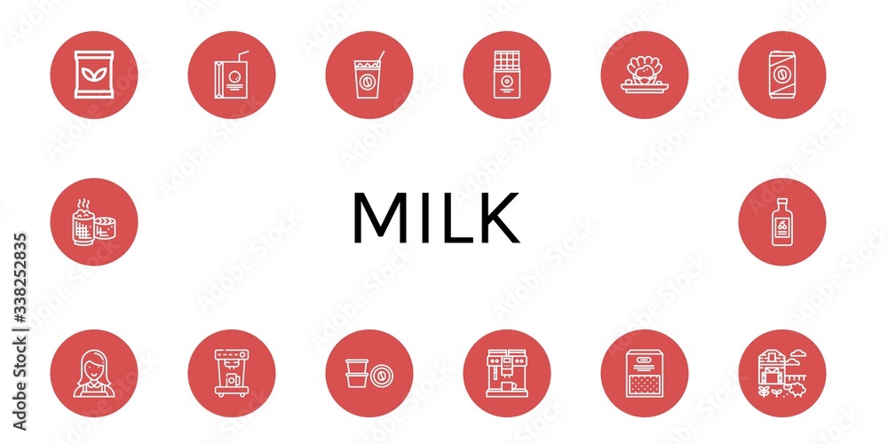 Wall mural Set of milk icons