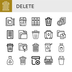 Set of delete icons
