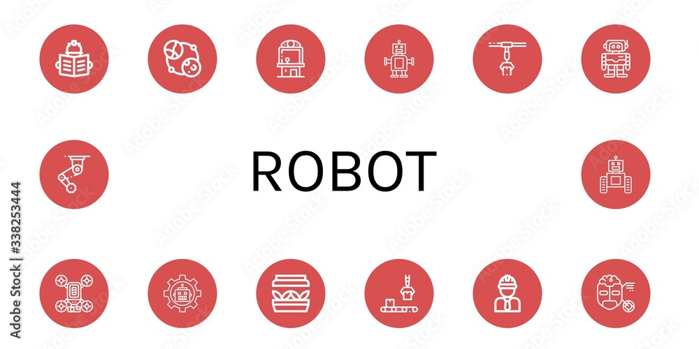 Poster robot simple icons set