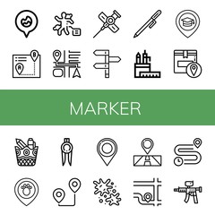 marker simple icons set