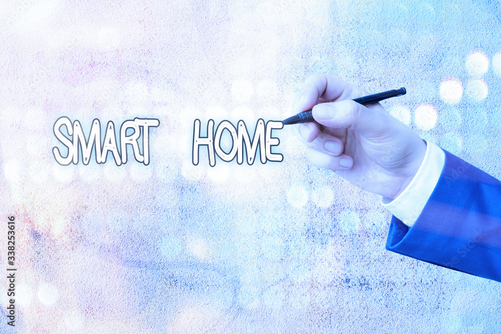 Poster conceptual hand writing showing smart home. concept meaning automation system control lighting clima