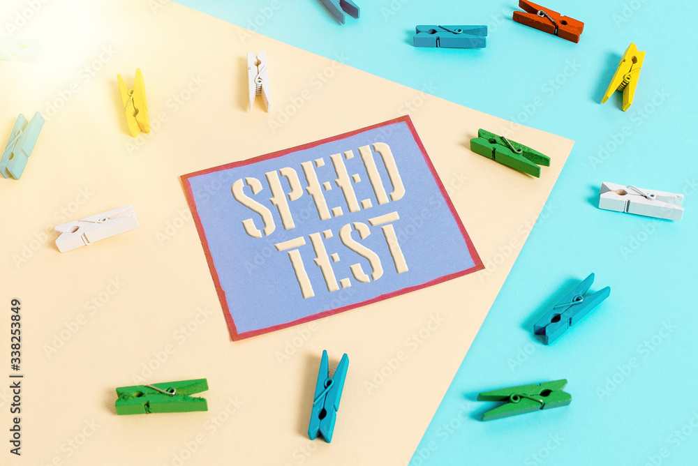 Poster handwriting text speed test. conceptual photo psychological test for the maximum speed of performing
