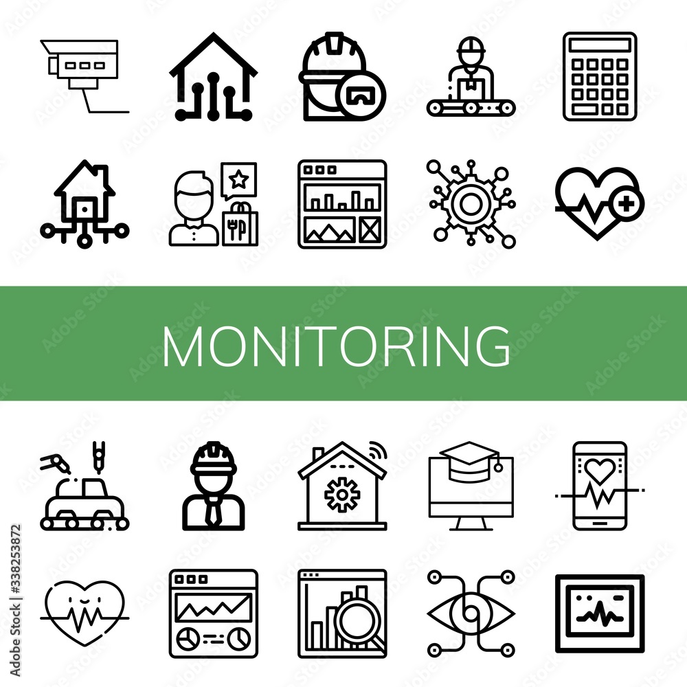 Poster monitoring simple icons set