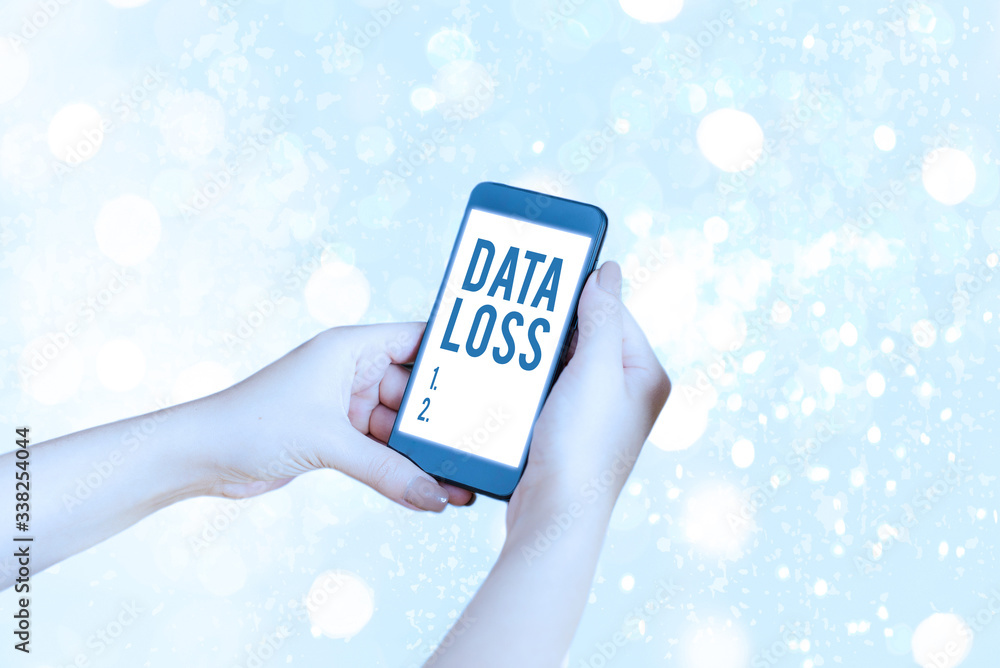 Poster writing note showing data loss. business concept for process or event that results in data being cor