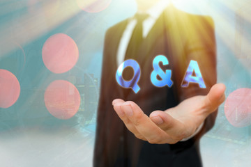 Conceptual hand writing showing Q And A. Concept meaning a period of time or an occasion when...