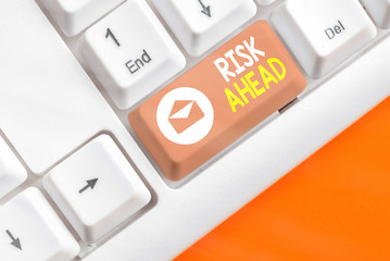 Word writing text Risk Ahead. Business photo showcasing A probability or threat of damage, injury...
