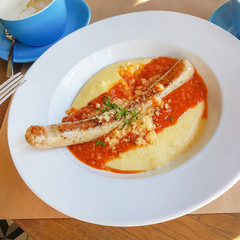 polenta with sausage and sauce