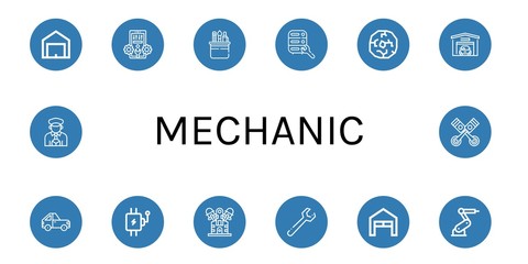 mechanic simple icons set