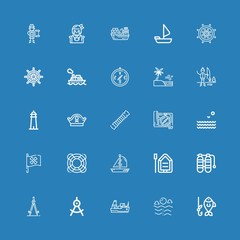 Editable 25 nautical icons for web and mobile