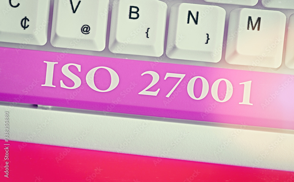 Poster writing note showing iso 27001. business concept for specification for an information security manag