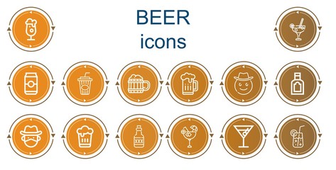 Editable 14 beer icons for web and mobile