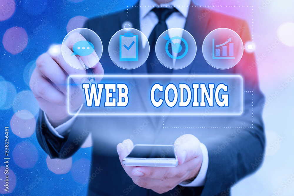  handwriting text web coding. conceptual photo work involved in developing a web site for the interne