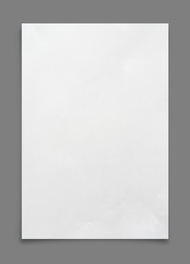 White paper sheet isolated on gray background.