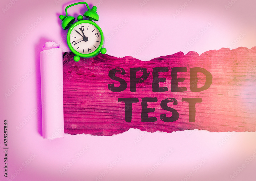 Poster conceptual hand writing showing speed test. concept meaning psychological test for the maximum speed