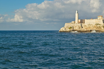 Lighthouse at Castillo del Morro, El Morro Fort, across the Havana Channel, Cuba