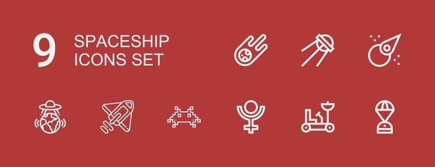 Editable 9 spaceship icons for web and mobile