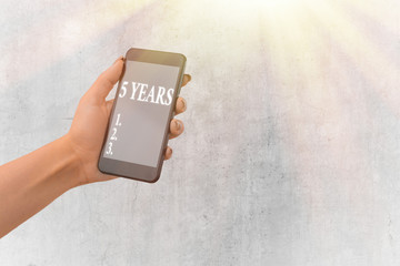 Handwriting text writing 5 Years. Conceptual photo Remembering or honoring special day for being 10 years in existence