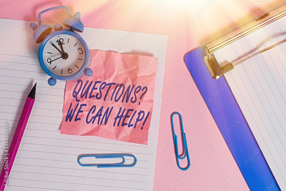 Poster text sign showing questionsquestion we can help. business photo text offering help to those who want