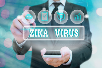 Handwriting text Zika Virus. Conceptual photo caused by a virus transmitted primarily by Aedes...