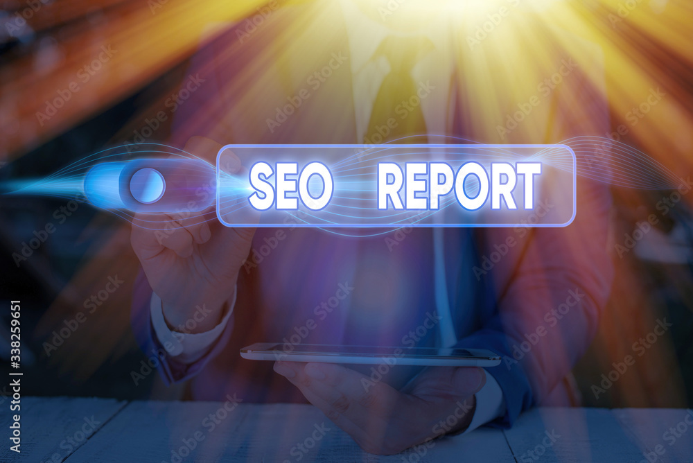 Poster writing note showing seo report. business concept for notifying on how website is performing in sear
