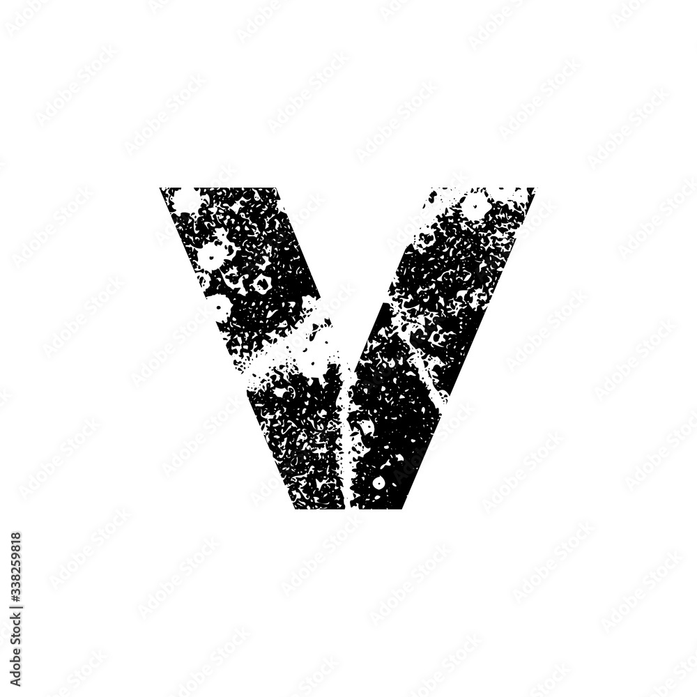 Fototapete painted letter v. grunge alphabet font. abstract handmade sans serif typeface. distress textured abc