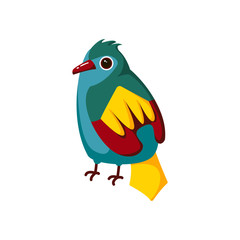 Cute cartoon Bird. Vector illustration isolated on white background.