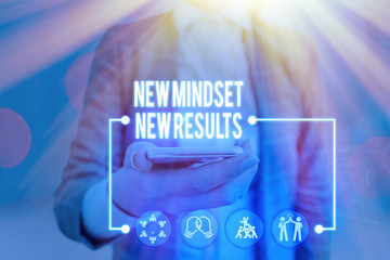 Conceptual hand writing showing New Mindset New Results. Concept meaning obstacles are...