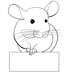 Chinchilla sketch with place for text  black line art