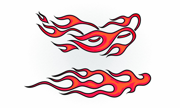 Vector illustration isolated Red fire vintage
