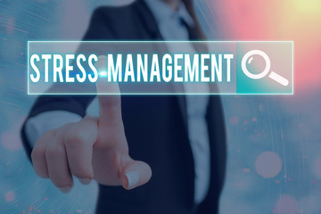 Writing note showing Stress Management. Business concept for method of limiting stress and its effects by learning ways