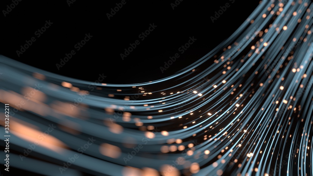 Poster 3d rendering of abstract fast moving lines. high speed motion blur. concept of leading in business, 