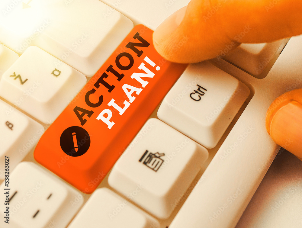 Poster handwriting text action plan. conceptual photo proposed strategy or course of actions for certain ti